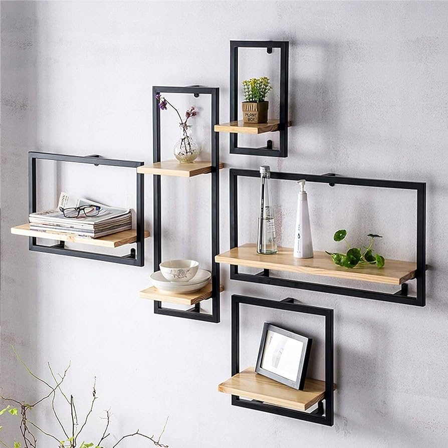 Kệ Sắt Trang Trí Nghệ Thuật Hiện Đại Cho Không Gian Sống 4 kệ treo tường
